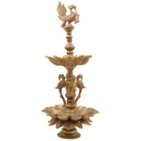 Brass Oil Lamp | Brass Table Lamp| Brass Lamp | Diya | Lamps | Deep | Deepam | Lamps | Lamp | Brass Lamps | Table Lamp, Gold, 19.5 Inch, 1 Piece - Image 3