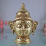 Handcrafted Brass Gowri Face Idol – Parvati | Mahagauri | Gauri | Devi Head Murti for Pooja, Temple, Home Decor & Gifting, Gold, 9 Inch, 1 Piece