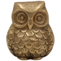 Handcrafted Brass Owl Idol | Ullu, Pechu, Uluka, Lakshmi Pakshi Sculpture | Vastu, Feng Shui & Home Decor Showpiece,Gold, 3.5 Inch, 1 Piece - Image 2