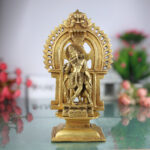 Brass Krishna Idol with Prabhavali | Gopal, Govinda, Balakrishna Murti for Pooja, Home Decor & Temple Statue,Gold, 11.5 Inch, 1 Piece