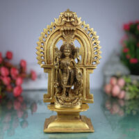 Maa Durga Devi Brass Idol with Prabhavali – Mahishasura Mardini | Shakti | Simhavahini | Ambika | Vaishno Mata Statue for Pooja, Temple & Home Decor,Gold, 11.5 Inch, 1 Piece