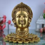 Handcrafted Brass Gowri Face Idol | Mahagauri Parvati Durga Shakti Devi Moorthi for Pooja, Temple & Home Decor,Gold, 8.5 Inch, 1 Piece