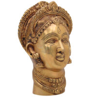 Handmade Mahalakshmi Brass Face Idol | Shri Lakshmi Devi Head Sculpture for Pooja Room, Temple & Home Decor – Gajalakshmi | Varalakshmi | Ashta Lakshmi | Kamala,Gold, 7.5 Inch, 1 Piece - Image 3
