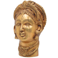 Handmade Mahalakshmi Brass Face Idol | Shri Lakshmi Devi Head Sculpture for Pooja Room, Temple & Home Decor – Gajalakshmi | Varalakshmi | Ashta Lakshmi | Kamala,Gold, 7.5 Inch, 1 Piece - Image 4