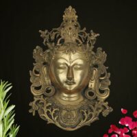 Brass Tara Maa Face Idol – Ugra Tara | Neela Saraswati | Mahashakti Tara | Tarapith Shakti Moorthi for Puja, Home Temple & Spiritual Decor – 30cm,Gold, 12 Inch, 1 Piece