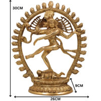 Brass Nataraja Idol – Lord Shiva Cosmic Dance Statue, Adalvallan, Natraj, Natesa Murti for Home, Temple, Puja & Office Decor,Gold, 12 Inch, 1 Piece - Image 6