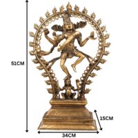 Brass Handcrafted Nataraja Idol – Lord Shiva Cosmic Dance Statue, Adalvallan, Koothan, Sabesan, Tandav Murti for Home, Temple, Office Decor, Puja, Spiritual Gifts,Brown, 20.5 Inch, 1 Piece - Image 6