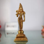 Brahmarshi Parashurama Brass Idol | Parashuram Murti | Bhargava Rishi Axe-Wielding Statue for Home, Temple & Pooja Decor,Gold, 7 Inch, 1 Piece