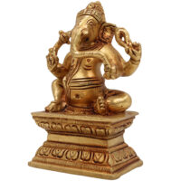 Brass Ganesha Idol, Vinayaka Ganpati Murti | Ekadanta Pillaiyar Statue for Home, Temple & Pooja Decor,Gold, 5 Inch, 1 Piece - Image 4