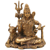 Handcrafted Brass Mahadev Idol | Shiv Shambhu Murti | Neelkanth Shankar Statue for Home Temple & Spiritual Decor, Gold, 6.5 Inch, 1 Piece - Image 2