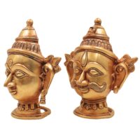 Brass Shiva Parvati Head Murti | Gauri Shankar Face Idol | Tamra Shiv Shakti Statue | Ardhanarishwar Handmade Spiritual Decor,Gold, 7 Inch, 1 Piece - Image 4