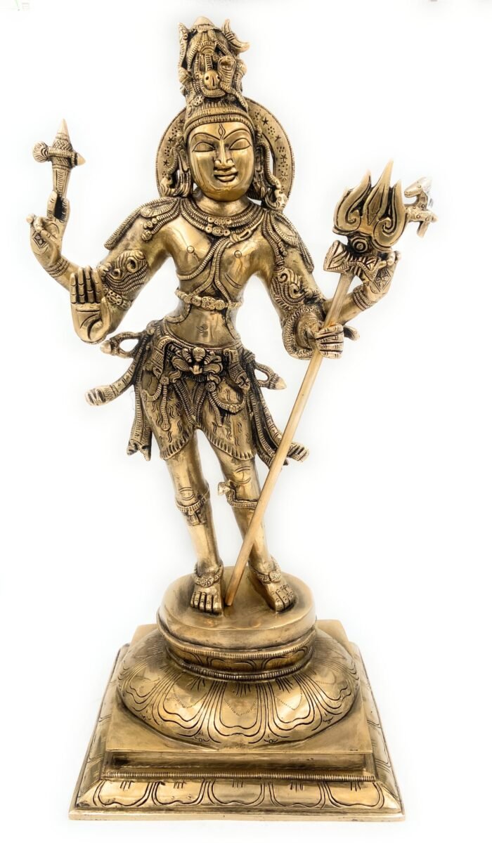 bhunes brass shiva statues, lord shiv idol, shankar ki murti, home décor, showpiece,gold, 21.5 inch, 1 piece