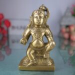 Brass Bal Gopal Krishna Idol | Laddu Gopal Murti | Makhan Chor Navneet Chora Statue | Handcrafted Pital Kanha Sculpture for Pooja, Home Decor & Gifting, Gold, 5.5 Inch, 1 Piece