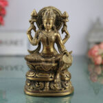 Handcrafted Brass Maha Lakshmi Idol | Shri Kamala Devi | Ashta Lakshmi Sculpture for Pooja, Home Temple, and Vastu Decor, Gold, 9 Inch, 1 Piece