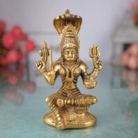 Brass Mariamman Idol, Mariyamma Devi Vigraham, Muthu Mariamman Murti, Samayapuram Amman Statue, Peetal Hindu Goddess Decor, Gold, 6 Inch, 1 Piece