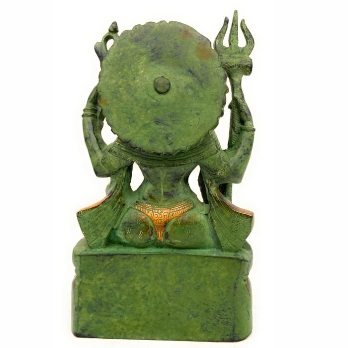 brass ardhanarishvara idol in green antique finish | ardhnarishwar shiv parvati statue | lord shiva shakti murti decor, 10 inch, 1 piece