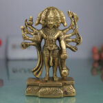 Panchmukhi Hanuman Brass Idol – Bajrang Bali Maruti Anjaneya Murti | Vastu Pooja Statue | Pavanputra Peetal Ram Bhakt Mahavira Sculpture for Home Temple Decor & Gift, Gold, 8 Inch, 1 Piece