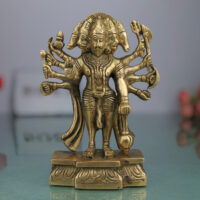 Panchmukhi Hanuman Brass Idol – Bajrang Bali Maruti Anjaneya Murti | Vastu Pooja Statue | Pavanputra Peetal Ram Bhakt Mahavira Sculpture for Home Temple Decor & Gift, Gold, 8 Inch, 1 Piece