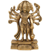 Panchmukhi Hanuman Brass Idol – Bajrang Bali Maruti Anjaneya Murti | Vastu Pooja Statue | Pavanputra Peetal Ram Bhakt Mahavira Sculpture for Home Temple Decor & Gift, Gold, 8 Inch, 1 Piece - Image 2