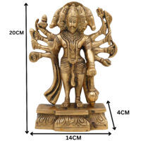 Panchmukhi Hanuman Brass Idol – Bajrang Bali Maruti Anjaneya Murti | Vastu Pooja Statue | Pavanputra Peetal Ram Bhakt Mahavira Sculpture for Home Temple Decor & Gift, Gold, 8 Inch, 1 Piece - Image 6