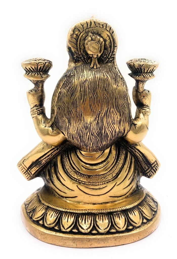 bhunes brass goddess lakshmi idols, laxmi statue, murti figurine home office temple décor,gold, 8 inch, 1 piece