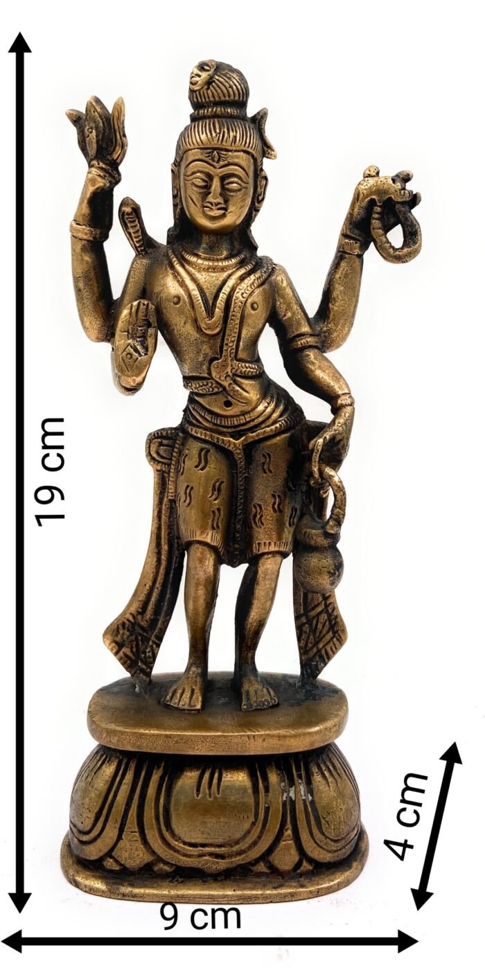 bhunes brass lord antique shiv idol shankar murti for gift| shiva brass statue| home decor | showpiece,gold, 7.5 inch, 1 piece