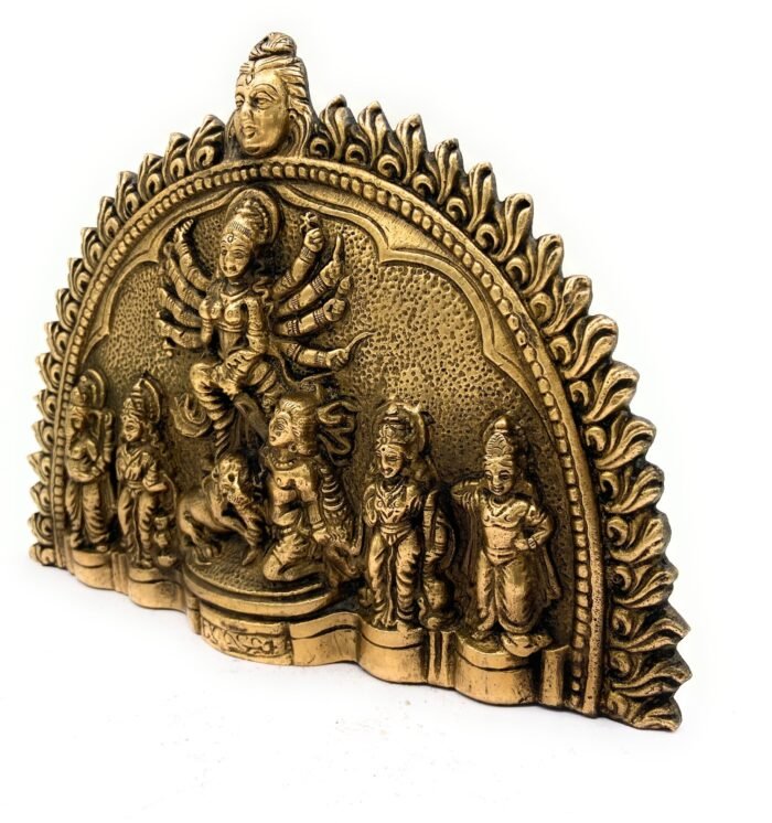 bhunes brass goddess durga maa for home | goddess durga statue | durga devi statue for puja | mandir | sherawali,gold, 7 inch, 1 piece