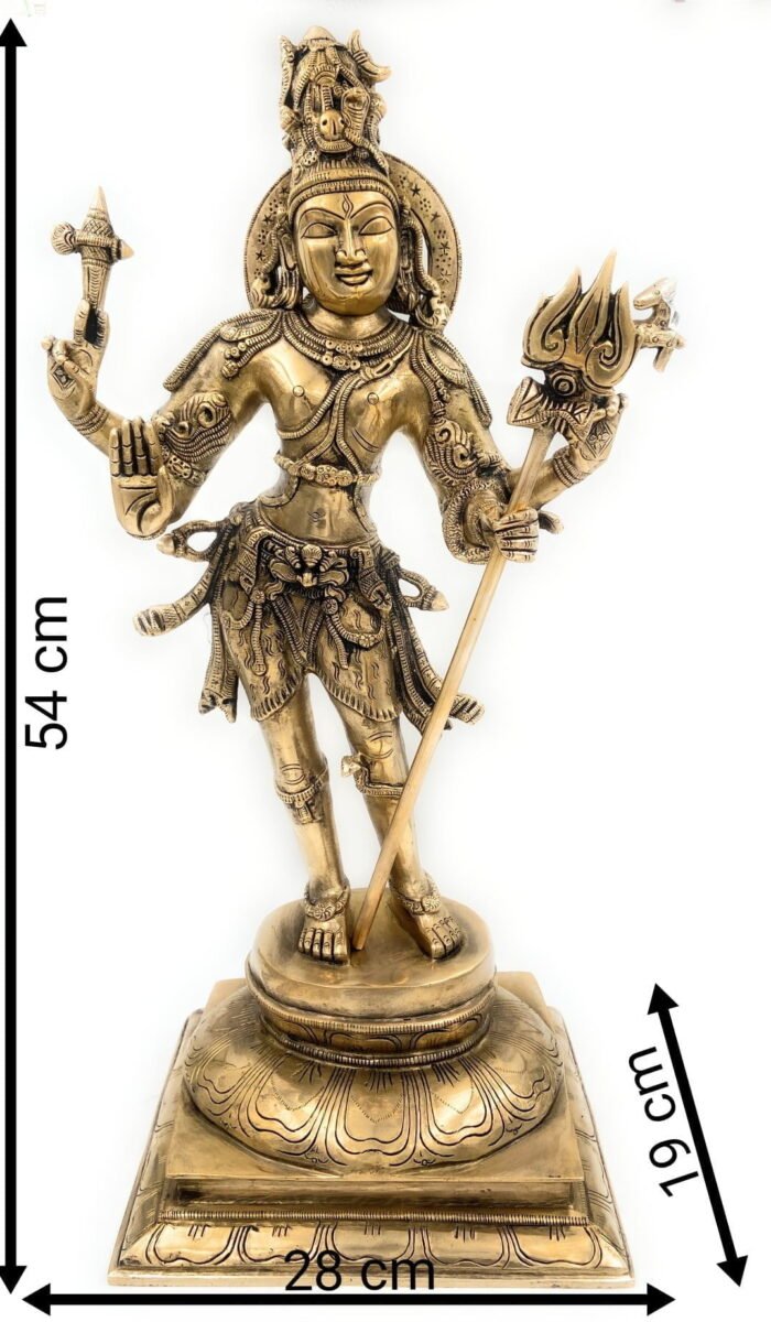 bhunes brass shiva statues, lord shiv idol, shankar ki murti, home décor, showpiece,gold, 21.5 inch, 1 piece