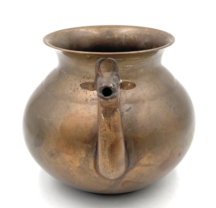 bhunes brass antique gangajali, water kamandal, loota, lota, chambu, lotiya, stoup, ganga jali,gold, 5 inch, 1 piece