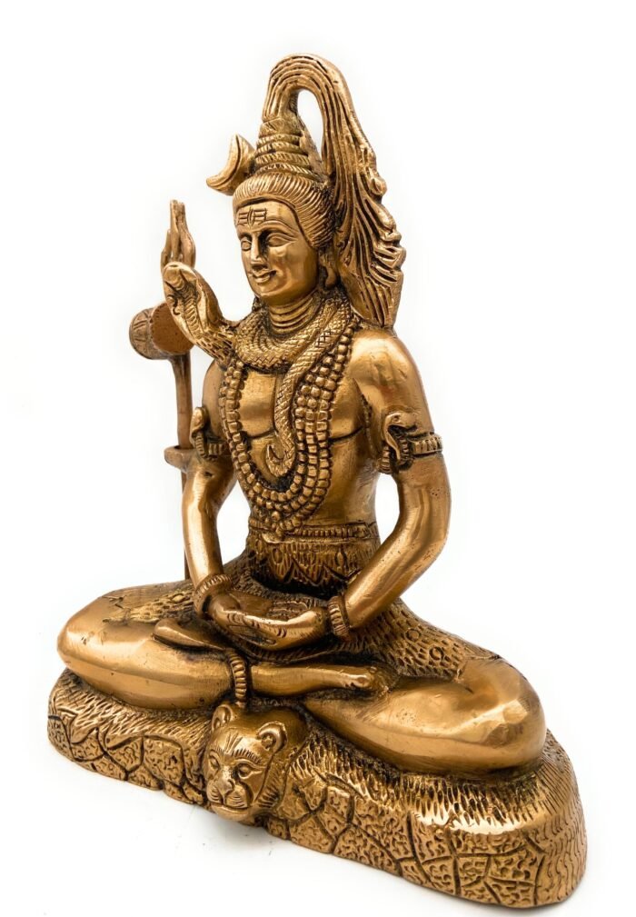 brass shiva statues |lord shiv idol | shankar idol | shiva brass|lord shiva idols|shankar murti for gift| shiva brass statue| home decor | showpiece,gold, 8 inch, 1 piece