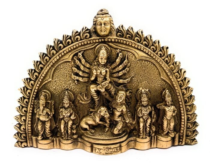 bhunes brass goddess durga maa for home | goddess durga statue | durga devi statue for puja | mandir | sherawali,gold, 7 inch, 1 piece