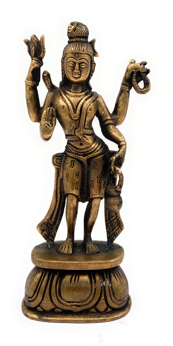 bhunes brass lord antique shiv idol shankar murti for gift| shiva brass statue| home decor | showpiece,gold, 7.5 inch, 1 piece