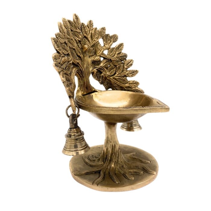 brass tree shaped oil lamp | brass table lamp| brass lamp | diya | lamps | deep | deepam | lamps | lamp | brass lamps | table lamp,gold, 7 inch, 1 piece