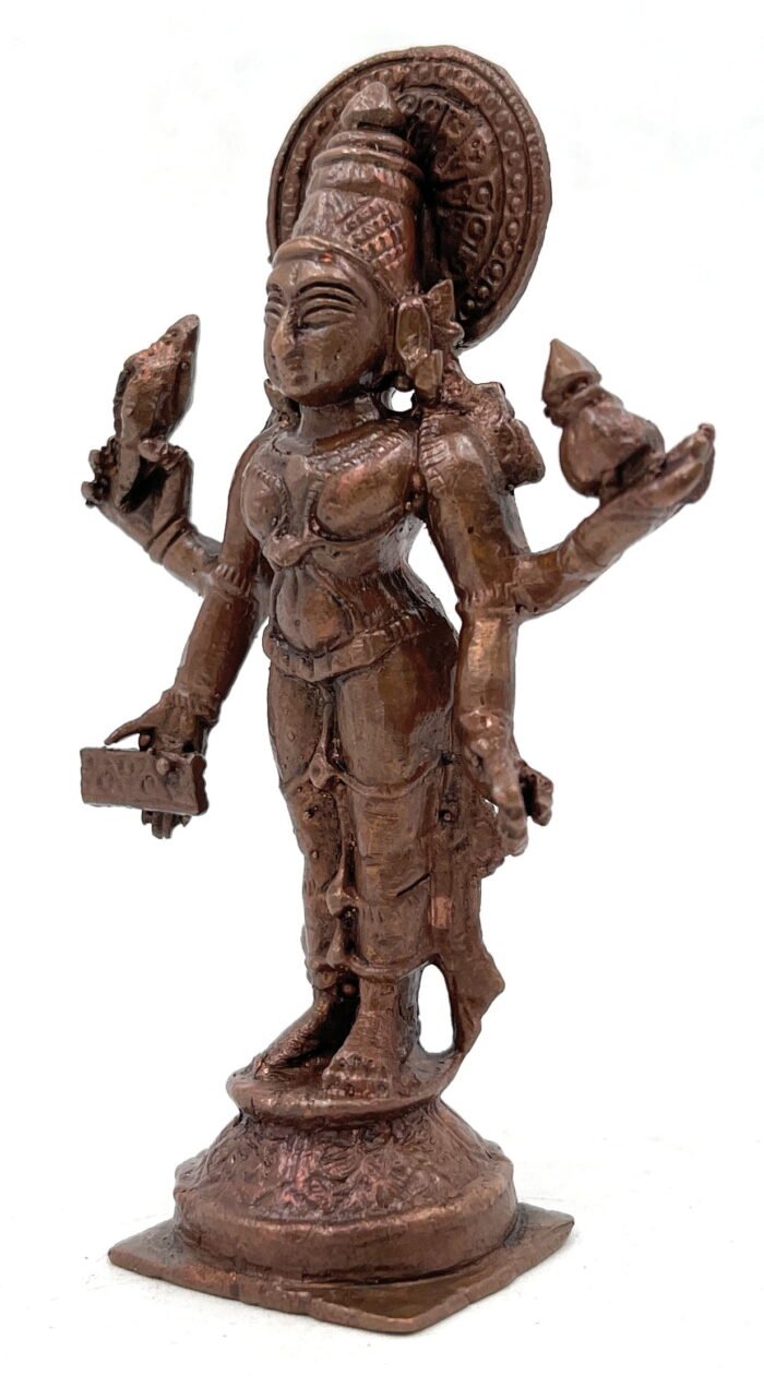 bhunes copper dhanvantari idol vishnu adi narayana, deva, lord vishnu idol dhanvantri statue the god of ayurveda statue danwantri dhanvantari panchadatu murti silai,brown, 3.5 inch, 1 piece