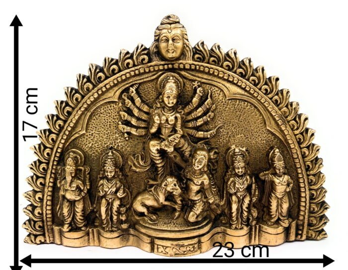 bhunes brass goddess durga maa for home | goddess durga statue | durga devi statue for puja | mandir | sherawali,gold, 7 inch, 1 piece