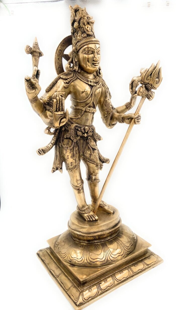 bhunes brass shiva statues, lord shiv idol, shankar ki murti, home décor, showpiece,gold, 21.5 inch, 1 piece