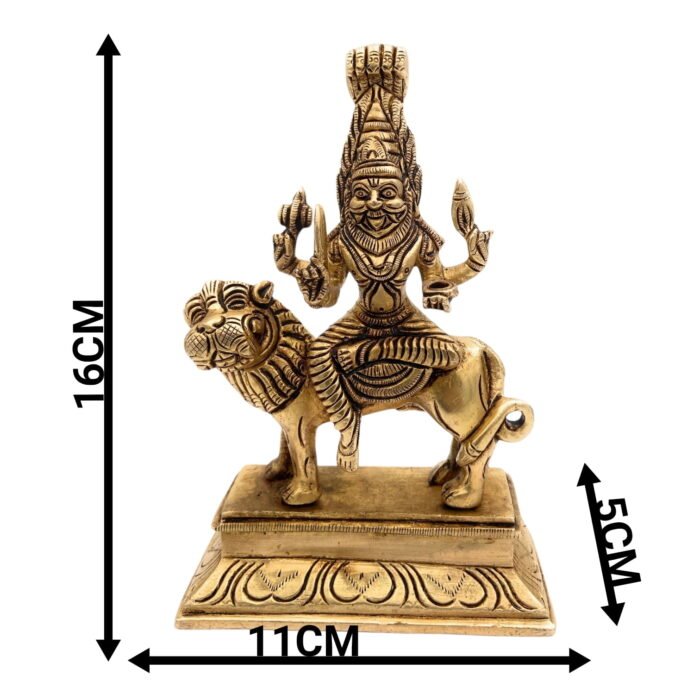 bhunes brass pratyangira idols, atharvana bhadrakali, narasimhi, and nikumbhila, nikumbala, devi, pratyanigara, simhamukhi vigraha,gold, 6.5 inch, 1 piece