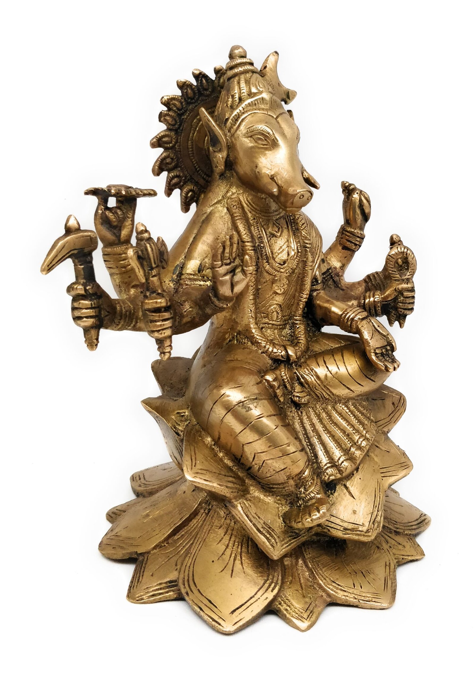 Buy Bhunes Brass Ashta Bhuja Goddess Varahi Eight Armed Brass Sculpture,  Varahi Devi Idols, Varaha Sculptures, Matrikas, Barahi Murti,Gold, 9.5  Inch, 1 Piece Online at Low Prices in India 