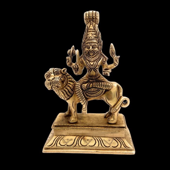 bhunes brass pratyangira idols, atharvana bhadrakali, narasimhi, and nikumbhila, nikumbala, devi, pratyanigara, simhamukhi vigraha,gold, 6.5 inch, 1 piece