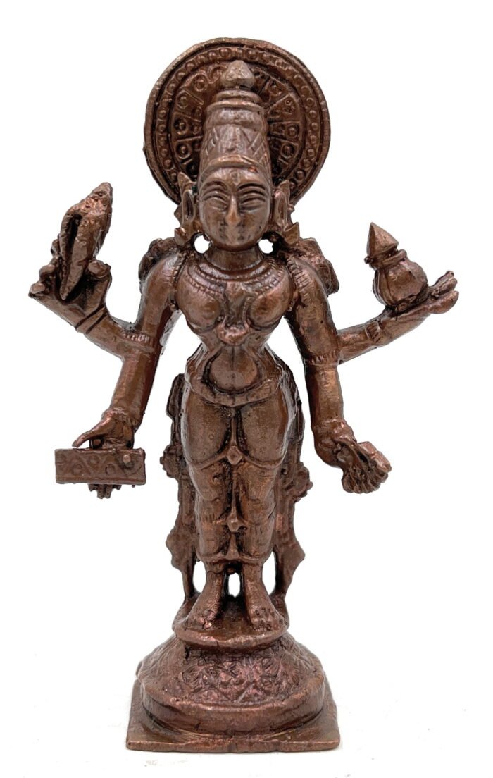 bhunes copper dhanvantari idol vishnu adi narayana, deva, lord vishnu idol dhanvantri statue the god of ayurveda statue danwantri dhanvantari panchadatu murti silai,brown, 3.5 inch, 1 piece