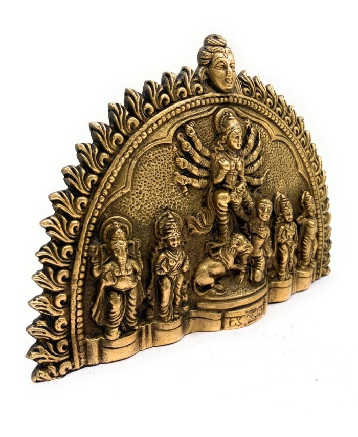 bhunes brass goddess durga maa for home | goddess durga statue | durga devi statue for puja | mandir | sherawali,gold, 7 inch, 1 piece