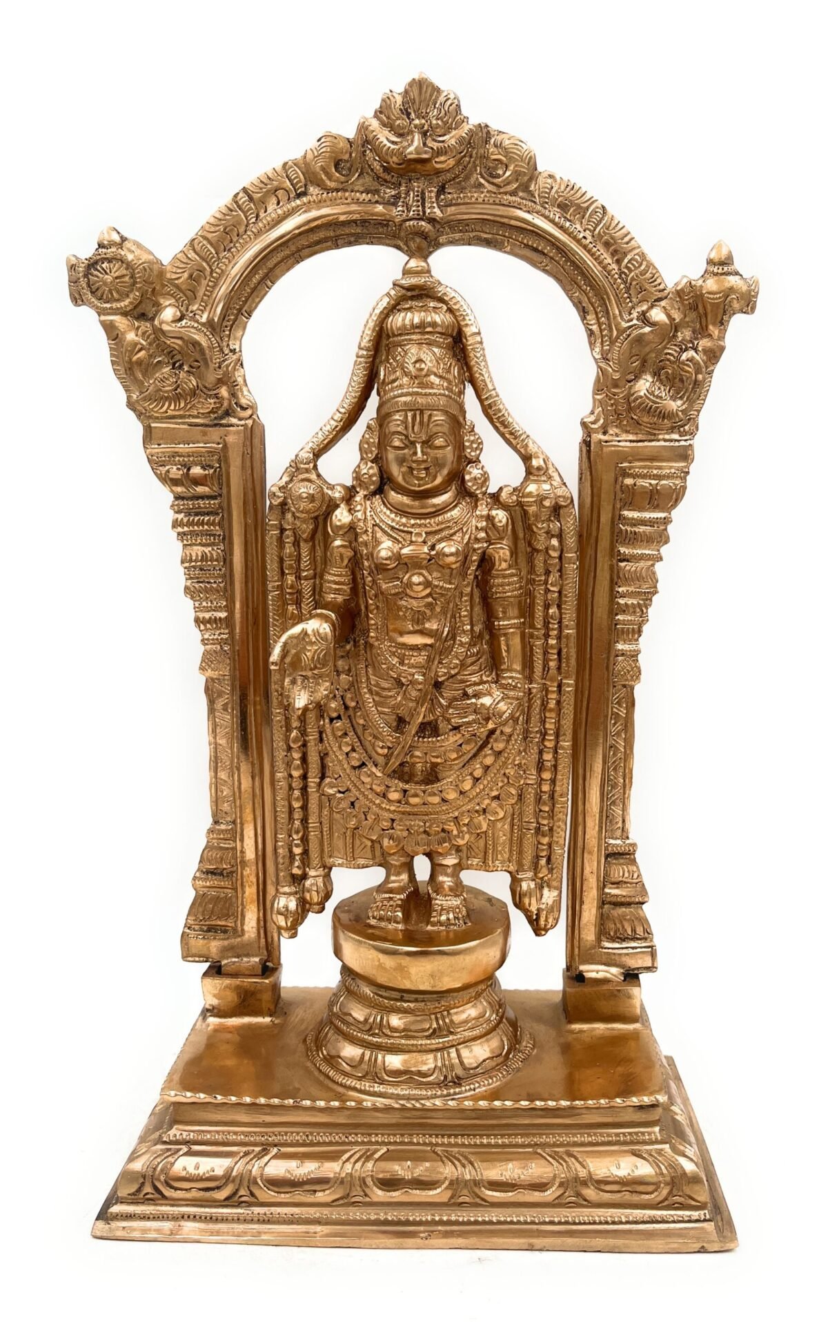 bhunes bronze tirupati balaji idols vanketashwara lord govinda venkateshwara statue balaji murti for pooja room and home décor, tirupathi venketeshwara silai,brown, 13 inch, 1 piece