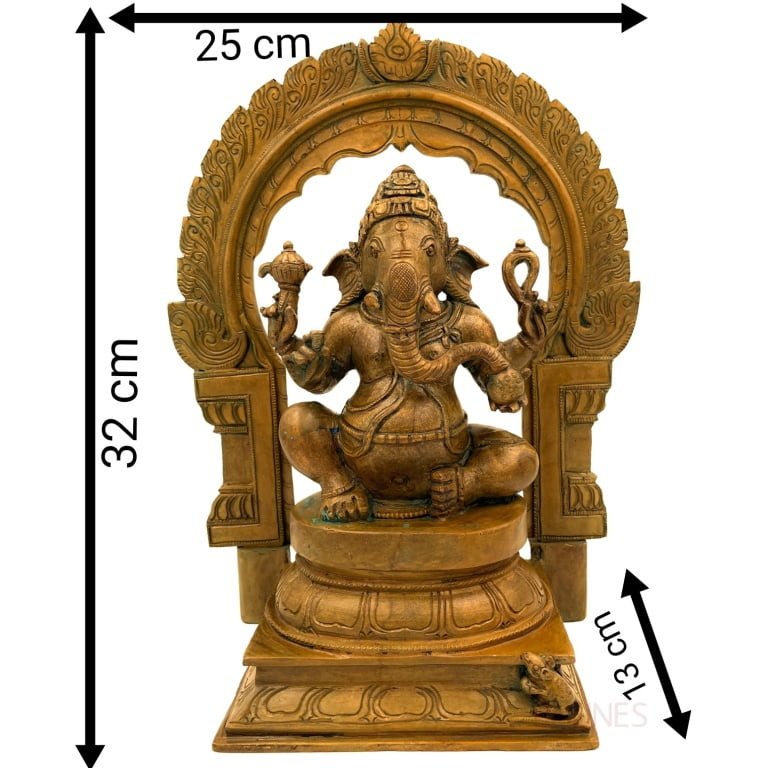 bhunes bronze ganesh idols, panchadhatu ganesha ki murti statues panchaloha ganpati statue,brown, 13 inch, 1 piece