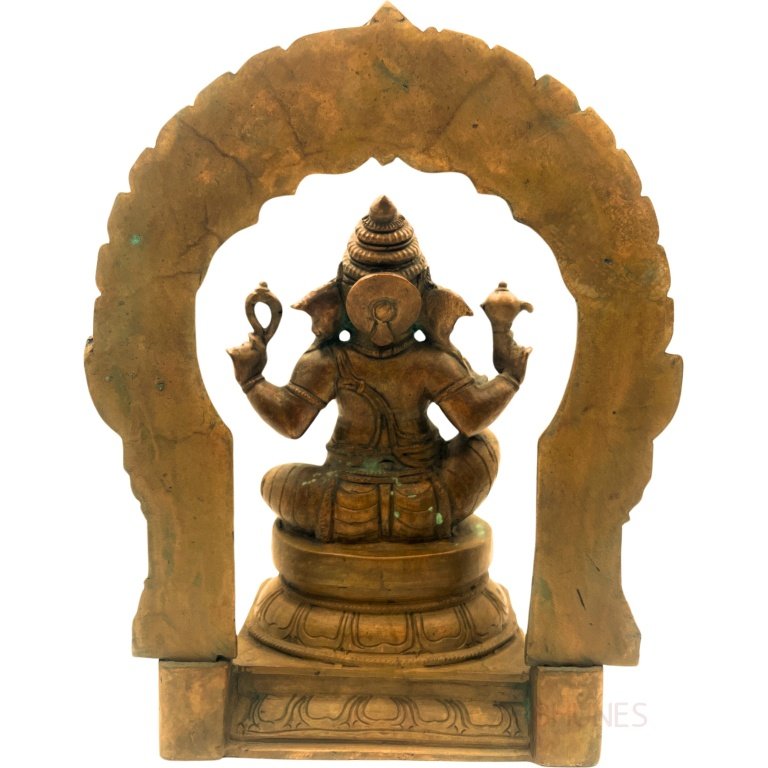 bhunes bronze ganesh idols, panchadhatu ganesha ki murti statues panchaloha ganpati statue,brown, 13 inch, 1 piece