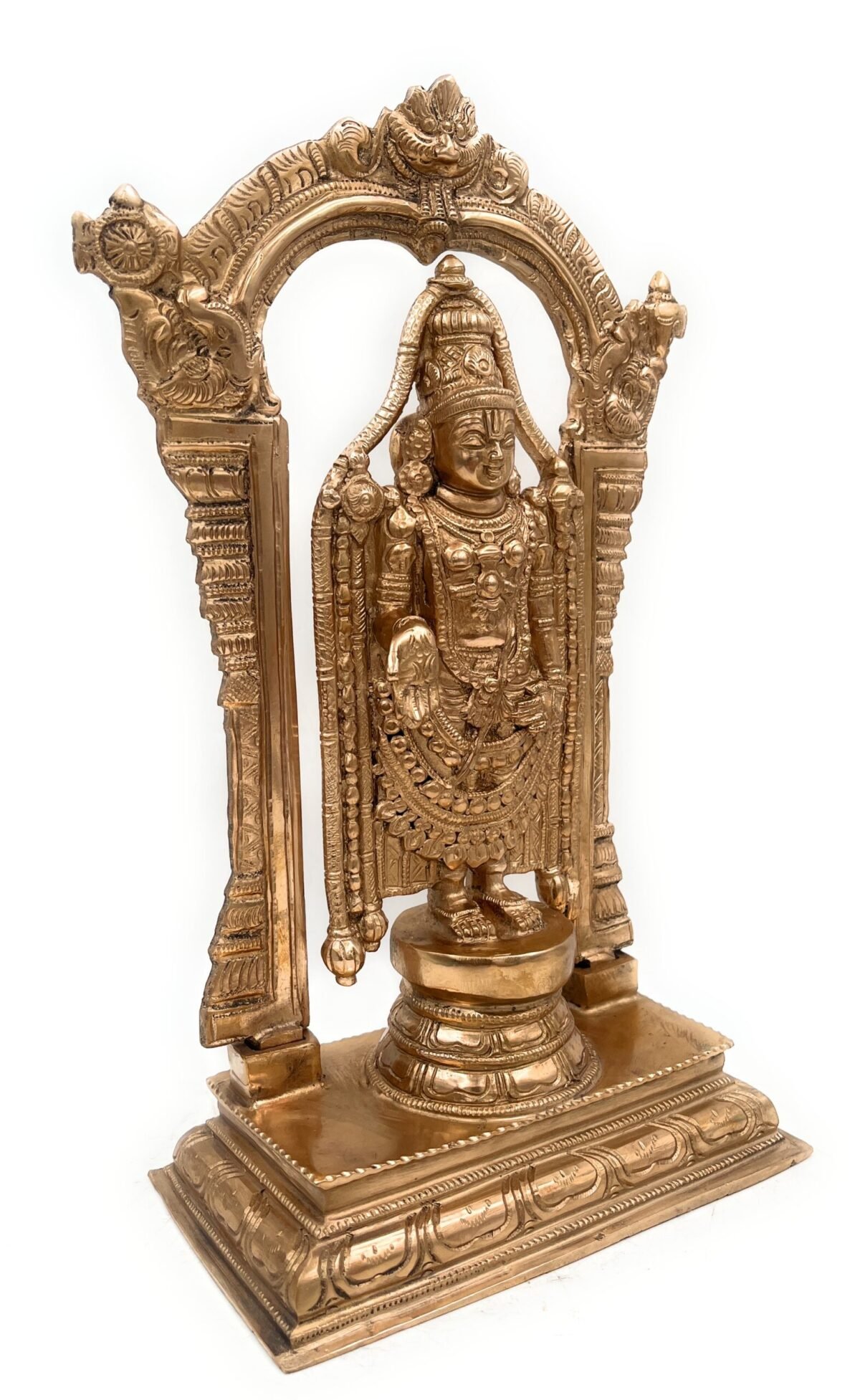 bhunes bronze tirupati balaji idols vanketashwara lord govinda venkateshwara statue balaji murti for pooja room and home décor, tirupathi venketeshwara silai,brown, 13 inch, 1 piece