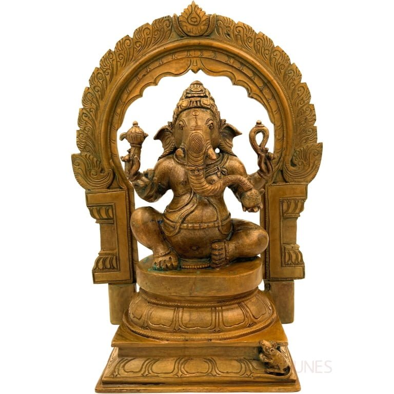 bhunes bronze ganesh idols, panchadhatu ganesha ki murti statues panchaloha ganpati statue,brown, 13 inch, 1 piece