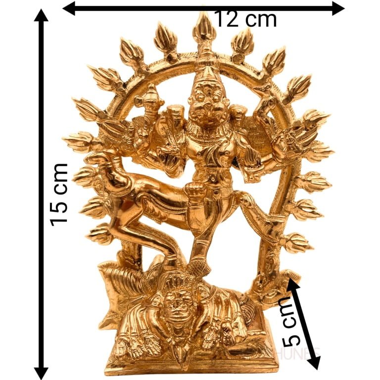 bhunes bronze lord sharabha idols, avatar of lord shiva sharabhesvara sharabheshwara swamy sarabha statue, murti,gold, 6 inch, 1 piece