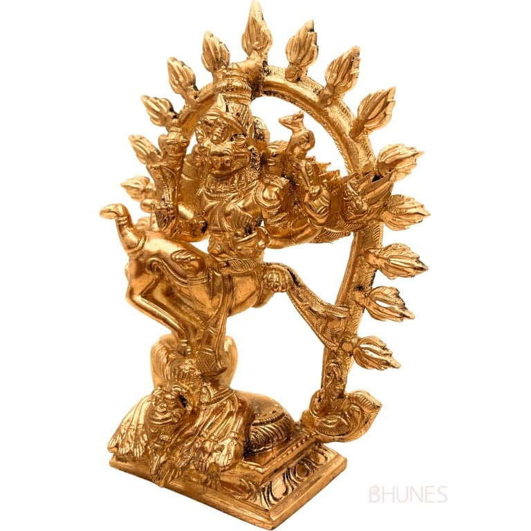 bhunes bronze lord sharabha idols, avatar of lord shiva sharabhesvara sharabheshwara swamy sarabha statue, murti,gold, 6 inch, 1 piece