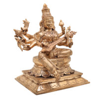 Handcrafted Panchaloha Raja Matangi Devi Idol – Bronze Rajamatangi | Mantrini Devi | Raja Shyamala Mahavidya Saraswati Statue for Temple, Puja & Home Decor,Gold, 9 Inch, 1 Piece - Image 3