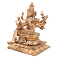 Handcrafted Panchaloha Raja Matangi Devi Idol – Bronze Rajamatangi | Mantrini Devi | Raja Shyamala Mahavidya Saraswati Statue for Temple, Puja & Home Decor,Gold, 9 Inch, 1 Piece - Image 4